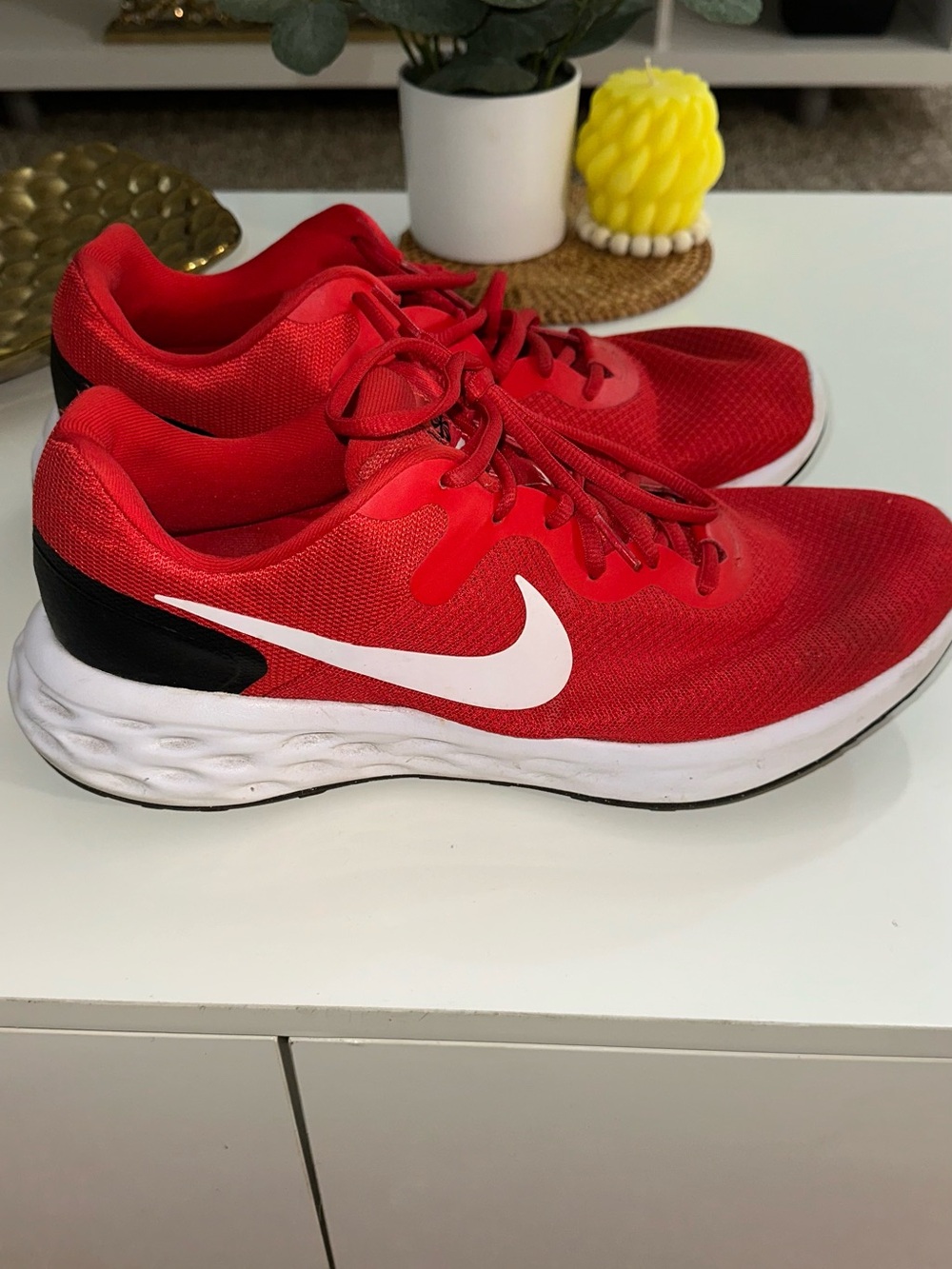 Nike Red Athletic Running Shoes with White Swoosh